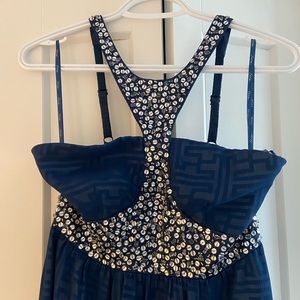 Foxy Jeans Couture Size S Blue Beaded Evening/cocktail/party dress